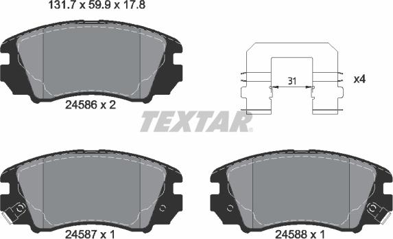 Textar 2458601 - Set placute frana,frana disc aaoparts.ro