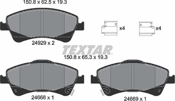 Textar 2466801 - Set placute frana,frana disc aaoparts.ro