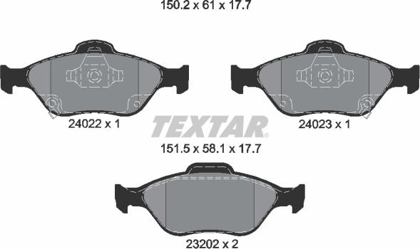 Textar 2402201 - Set placute frana,frana disc aaoparts.ro