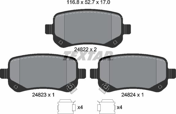 Textar 2482201 - Set placute frana,frana disc aaoparts.ro