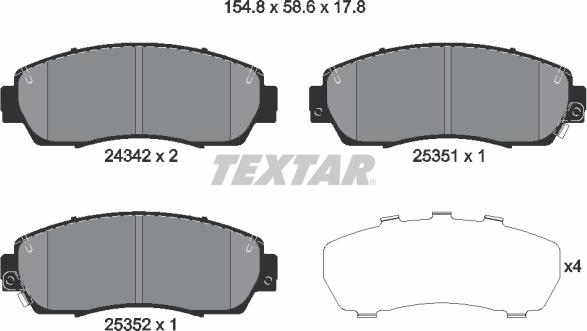 Textar 2434201 - Set placute frana,frana disc aaoparts.ro