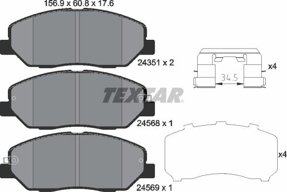 Textar 2435101 - Set placute frana,frana disc aaoparts.ro