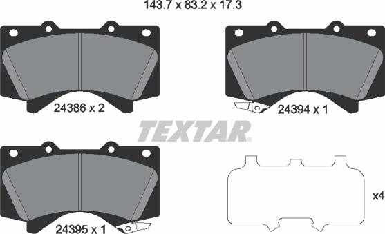 Textar 2438601 - Set placute frana,frana disc aaoparts.ro