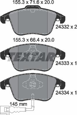 Textar 2433301 - Set placute frana,frana disc aaoparts.ro