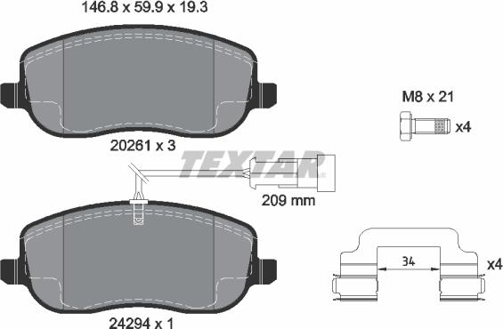 Textar 2429401 - Set placute frana,frana disc aaoparts.ro