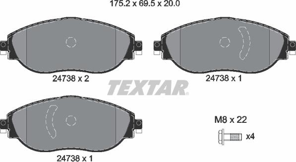 Textar 2473806 - Set placute frana,frana disc aaoparts.ro