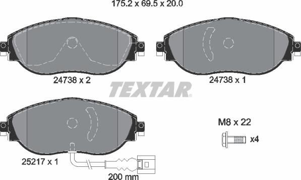 Textar 2473801 - Set placute frana,frana disc aaoparts.ro