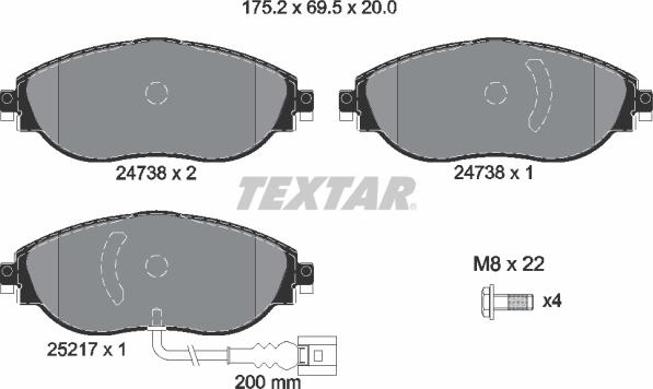 Textar 2473803 - Set placute frana,frana disc aaoparts.ro