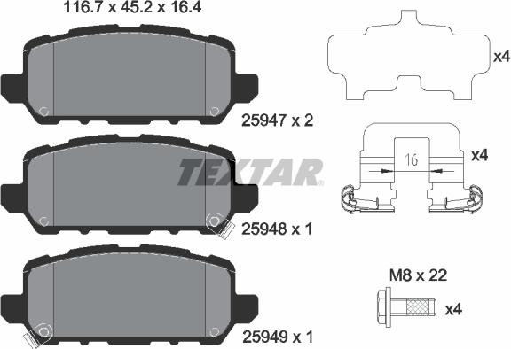 Textar 2594701 - Set placute frana,frana disc aaoparts.ro