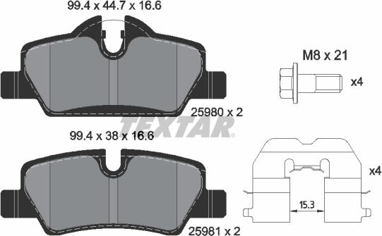 Textar 2598001 - Set placute frana,frana disc aaoparts.ro