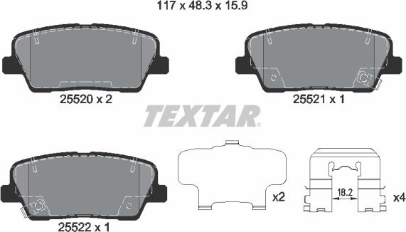 Textar 2552001 - Set placute frana,frana disc aaoparts.ro