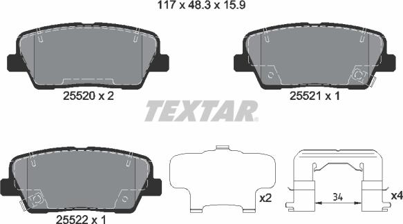 Textar 2552003 - Set placute frana,frana disc aaoparts.ro