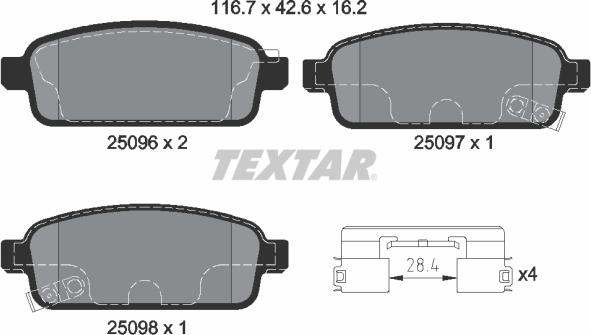 Textar 2509606 - Set placute frana,frana disc aaoparts.ro