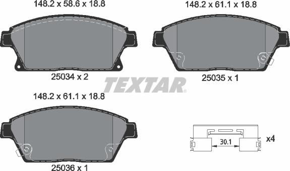 Textar 2503401 - Set placute frana,frana disc aaoparts.ro