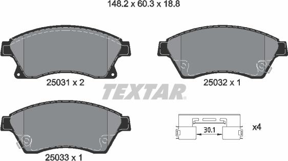 Textar 2503101 - Set placute frana,frana disc aaoparts.ro