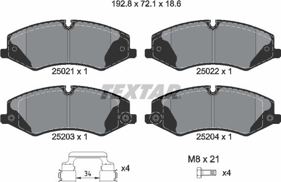 Textar 2502201 - Set placute frana,frana disc aaoparts.ro