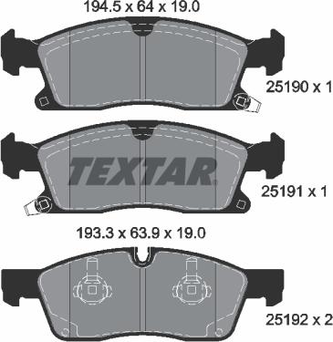 Textar 2519002 - Set placute frana,frana disc aaoparts.ro