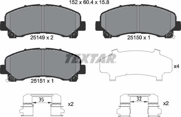 Textar 2514901 - Set placute frana,frana disc aaoparts.ro