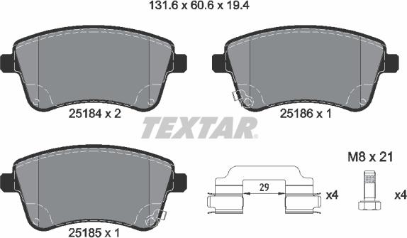 Textar 2518401 - Set placute frana,frana disc aaoparts.ro