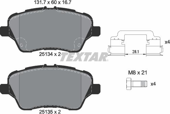 Textar 2513402 - Set placute frana,frana disc aaoparts.ro