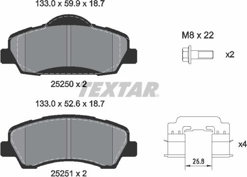 Textar 2525004 - Set placute frana,frana disc aaoparts.ro