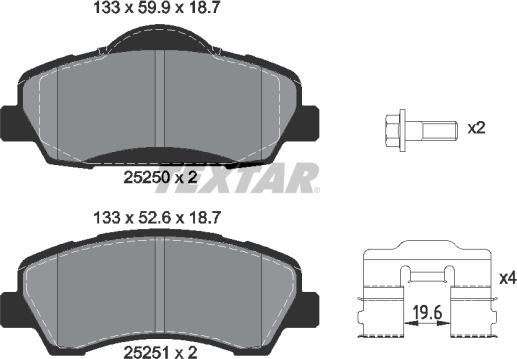 Textar 2525001 - Set placute frana,frana disc aaoparts.ro