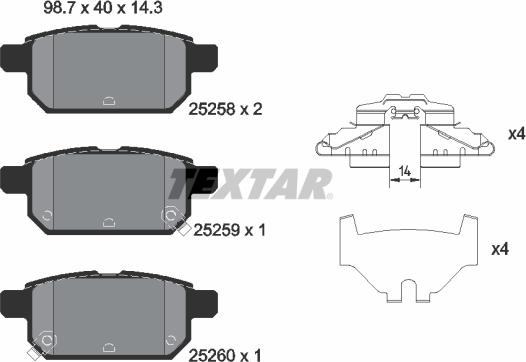 Textar 2525801 - Set placute frana,frana disc aaoparts.ro