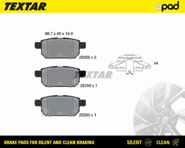 Textar 2525801SC - Set placute frana,frana disc aaoparts.ro