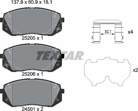 Textar 2520504 - Set placute frana,frana disc aaoparts.ro