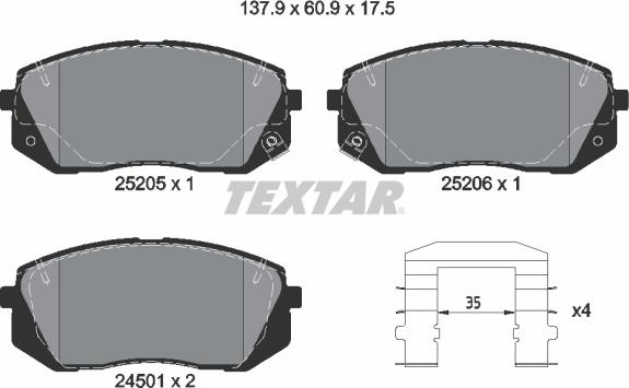 Textar 2520501 - Set placute frana,frana disc aaoparts.ro