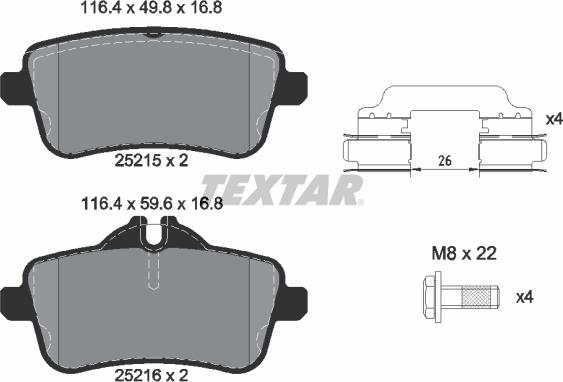 Textar 2521509 - Set placute frana,frana disc aaoparts.ro