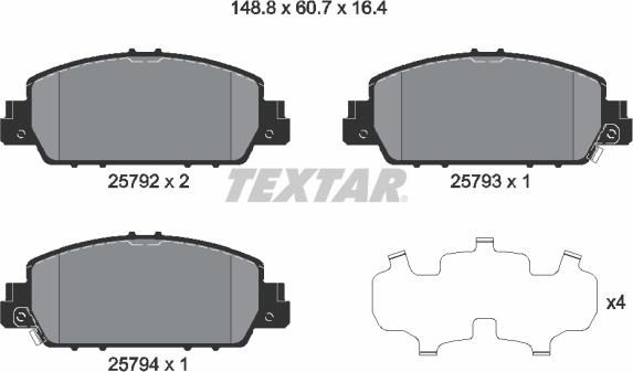 Textar 2579201 - Set placute frana,frana disc aaoparts.ro