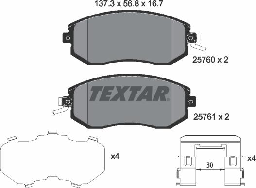 Textar 2576001 - Set placute frana,frana disc aaoparts.ro