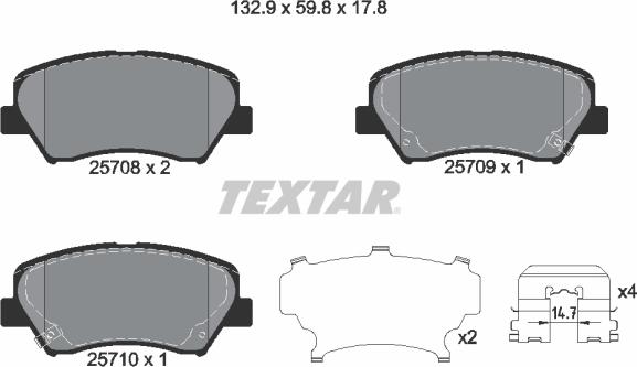 Textar 2570801 - Set placute frana,frana disc aaoparts.ro