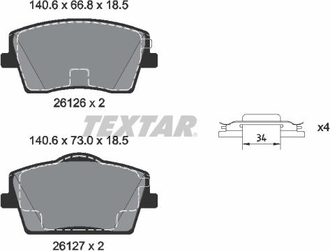 Textar 2612601 - Set placute frana,frana disc aaoparts.ro