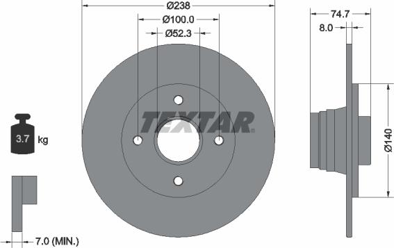 Textar 92081200 - Disc frana aaoparts.ro