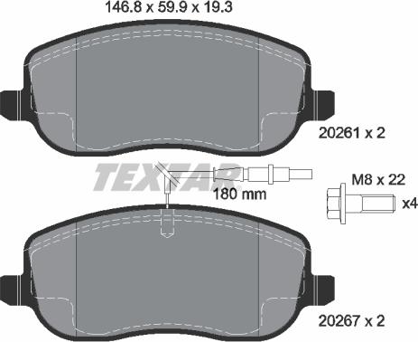 Textar 2026101 - Set placute frana,frana disc aaoparts.ro