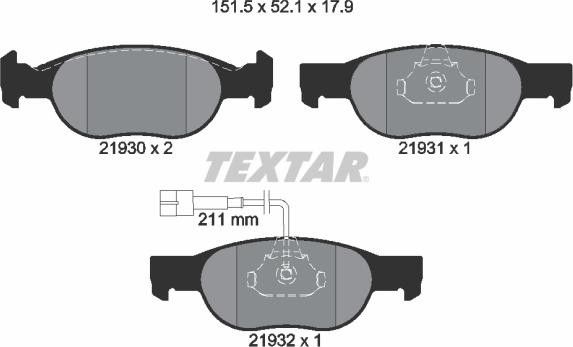 Textar 2193002 - Set placute frana,frana disc aaoparts.ro