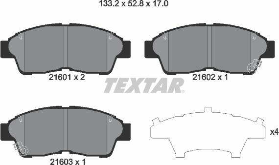 Textar 2160101 - Set placute frana,frana disc aaoparts.ro