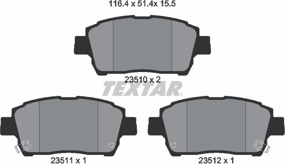 Textar 2351002 - Set placute frana,frana disc aaoparts.ro