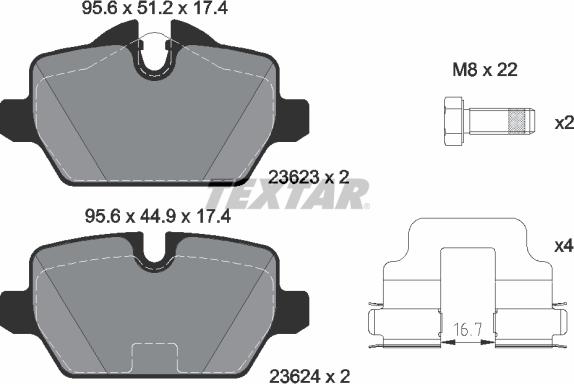 Textar 2362303 - Set placute frana,frana disc aaoparts.ro