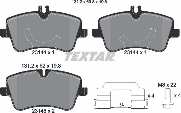 Textar 2314402 - Set placute frana,frana disc aaoparts.ro