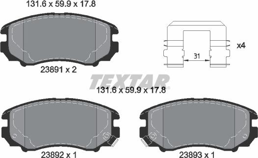 Textar 2389105 - Set placute frana,frana disc aaoparts.ro