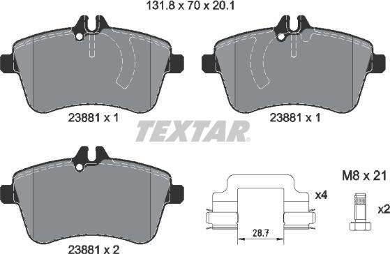 Textar 2388101 - Set placute frana,frana disc aaoparts.ro