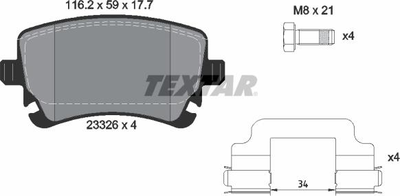 Textar 2332607 - Set placute frana,frana disc aaoparts.ro