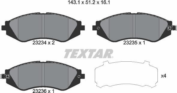 Textar 2323401 - Set placute frana,frana disc aaoparts.ro