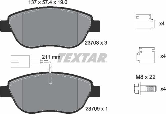 Textar 2370802 - Set placute frana,frana disc aaoparts.ro