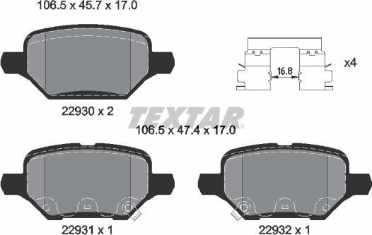 Textar 2293001 - Set placute frana,frana disc aaoparts.ro