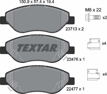 Textar 2247601 - Set placute frana,frana disc aaoparts.ro