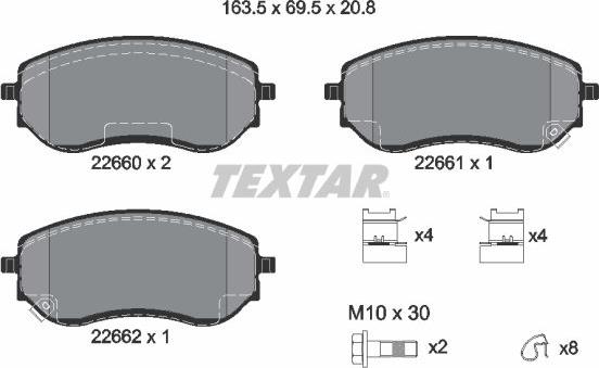 Textar 2266001 - Set placute frana,frana disc aaoparts.ro